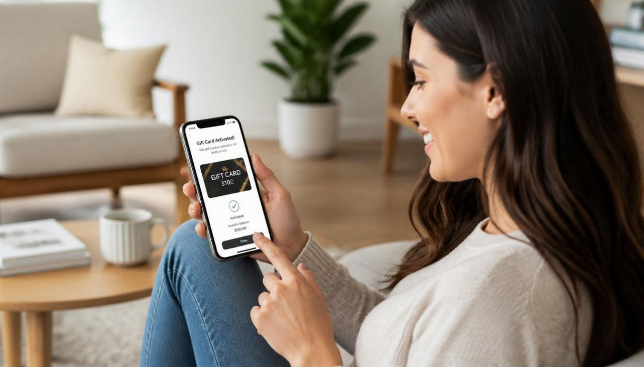 women activate a gift card 